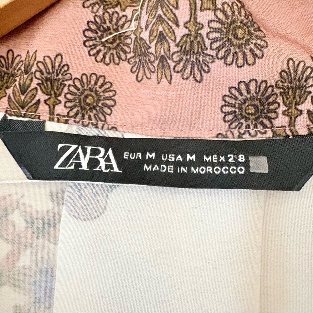 Zara Floral Kimono Print Tie Waist‎ Wide Sleeve Size Medium - Picture 6 of 14